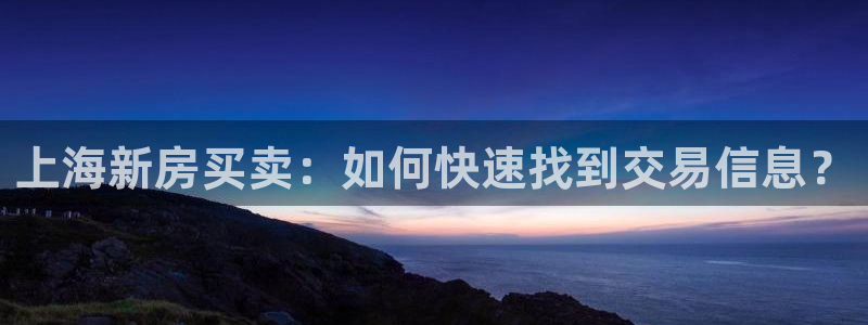 和记游戏官网：上海新房买卖：如何快速找到交易信息？