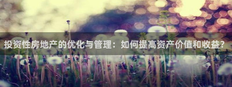 和记娱乐h8官网：投资性房地产的优化与管理：如何提高资产价值