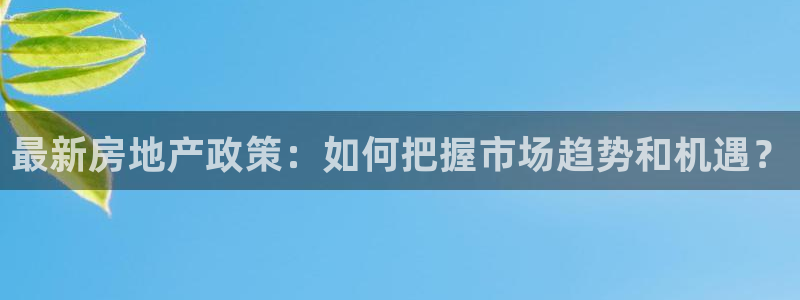 和记官网是一个什么平台：最新房地产政策：如何把握市场趋势和机
